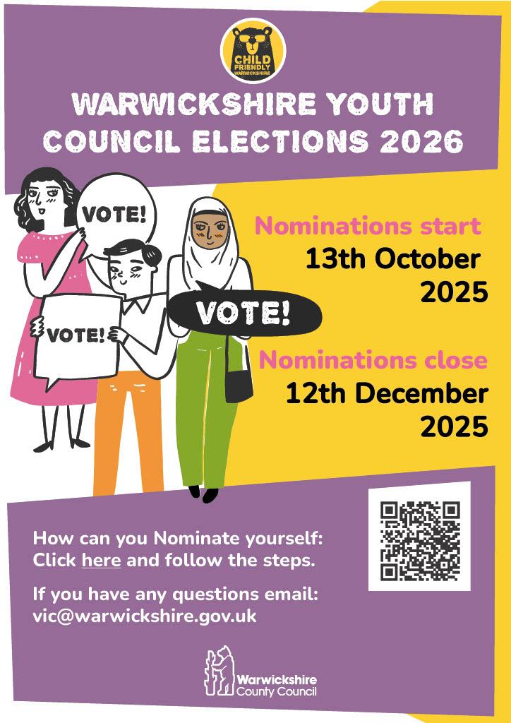 Poster promoting the youth elections highlighting the information provided on this page.