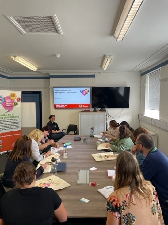 A group of people taking part in the training course at Shire Hall, Warwick.